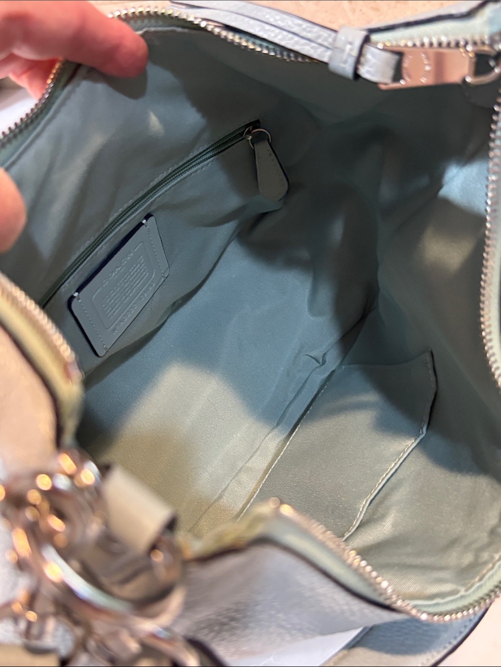 COACH Jules Hobo Bag in Light Blue Pebbled Leather C9190 Like New - Picture 11 of 16